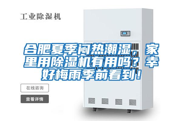 合肥夏季悶熱潮濕，家里用除濕機有用嗎？幸好梅雨季前看到！